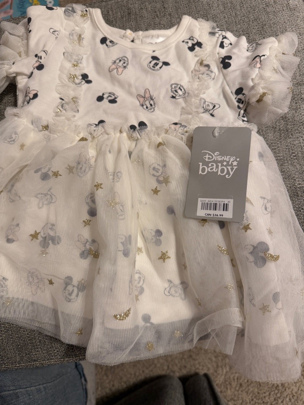 Disney Baby White and Gold Minnie Mouse Tulle Dress